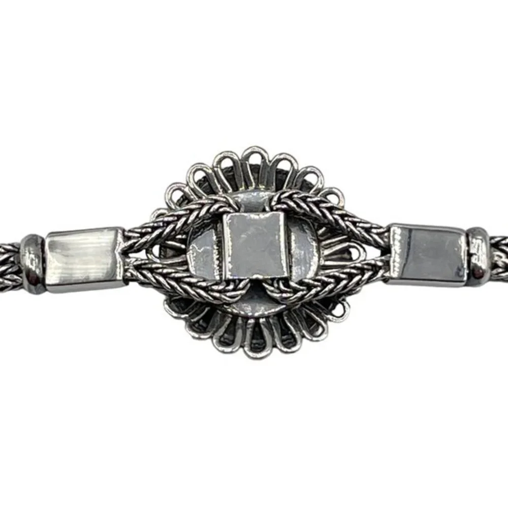 Oxidized Rare .825 Silver Enamel Chain Bracelet